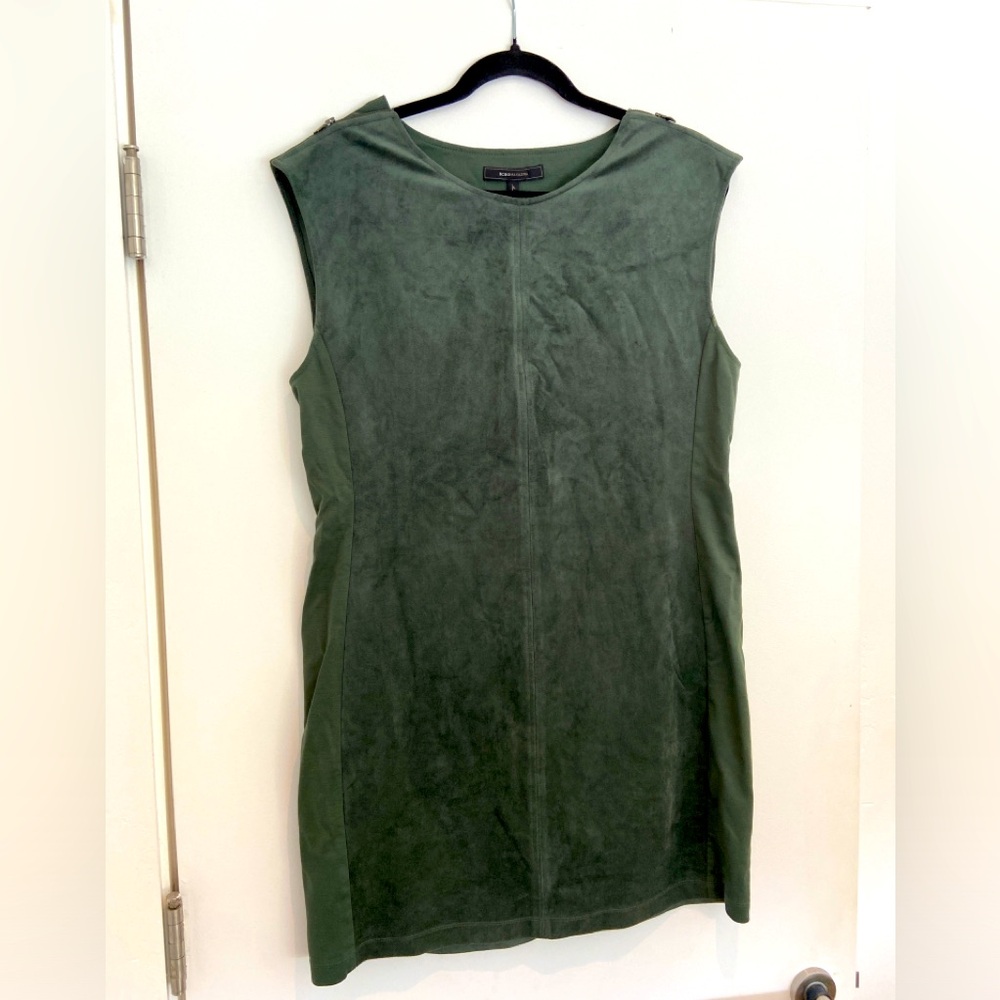 BCBG olive suede dress.